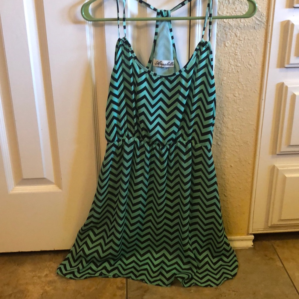 Mint and black chevron dress